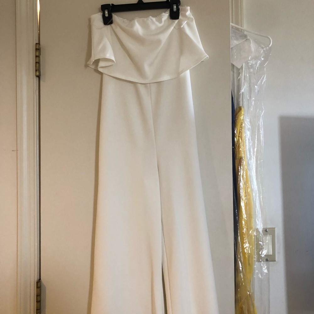 White ruffled jumpsuit